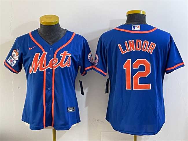 Womens New York Mets #12 Francisco Lindor Royal 2025 Spring Training Cool Base Stitched Jersey